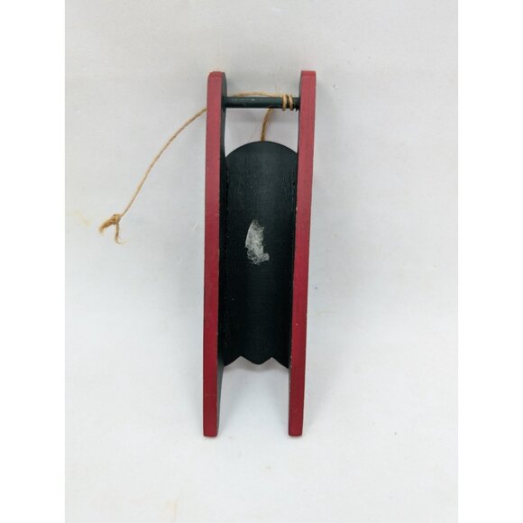 Ornament sled Santa Claus Folk Art Wood  5" - Picture 2 of 10